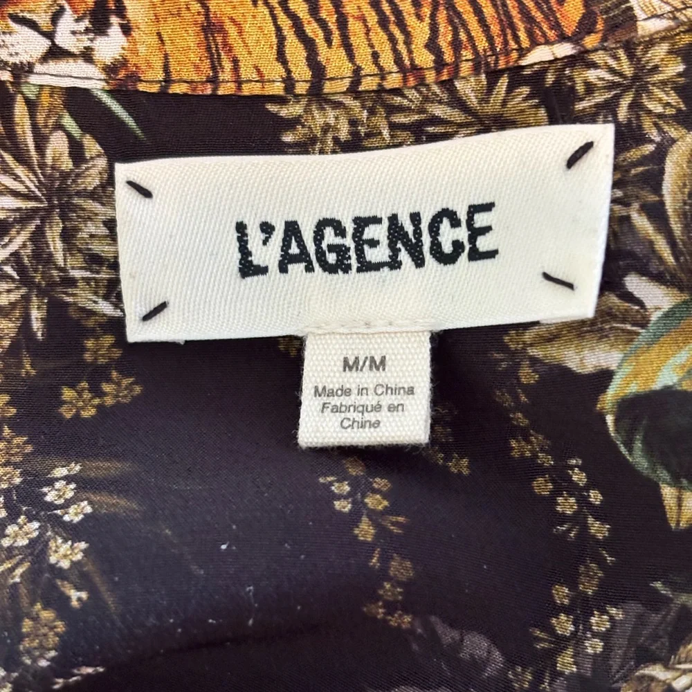 L’Agence black Safari Print Tie-Waist Women's  Maxi Dress - Picture 3 of 13